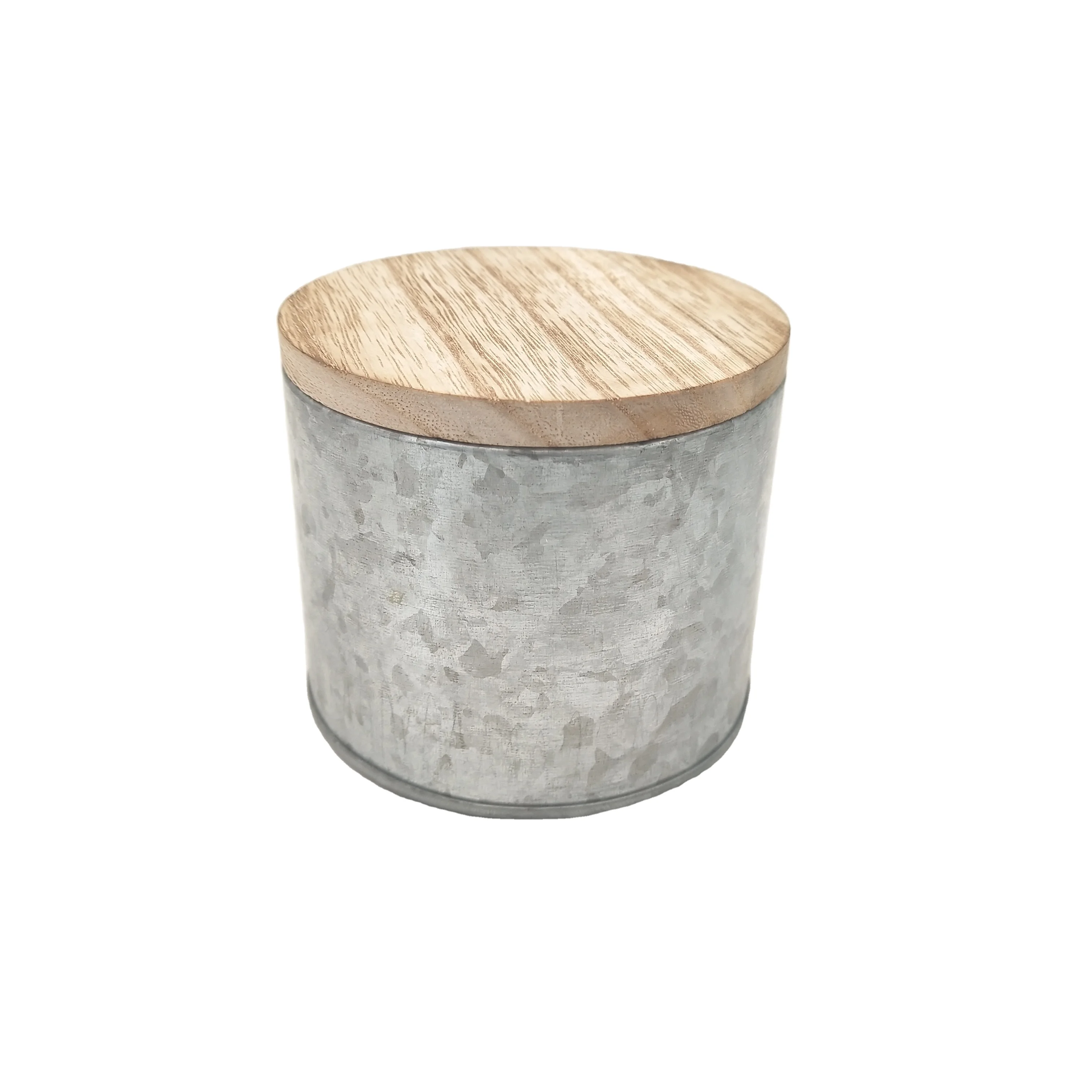 wholesale candle tin metal tin container with wood lid for candle making