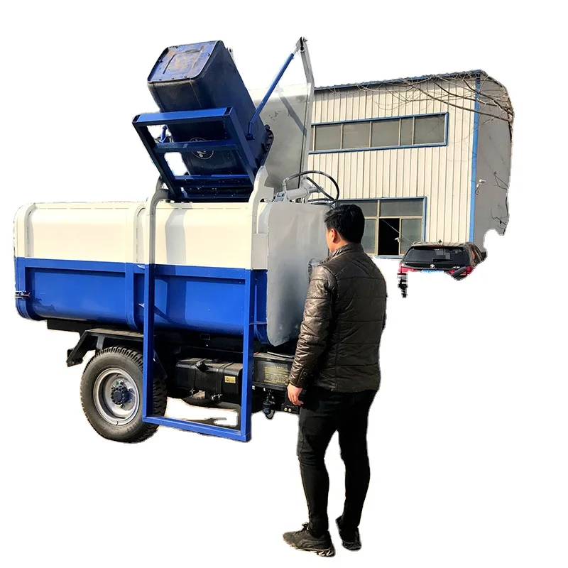 Three wheeled diesel bucket garbage truck, school factory kitchen waste transfer truck, hydraulic dump truck