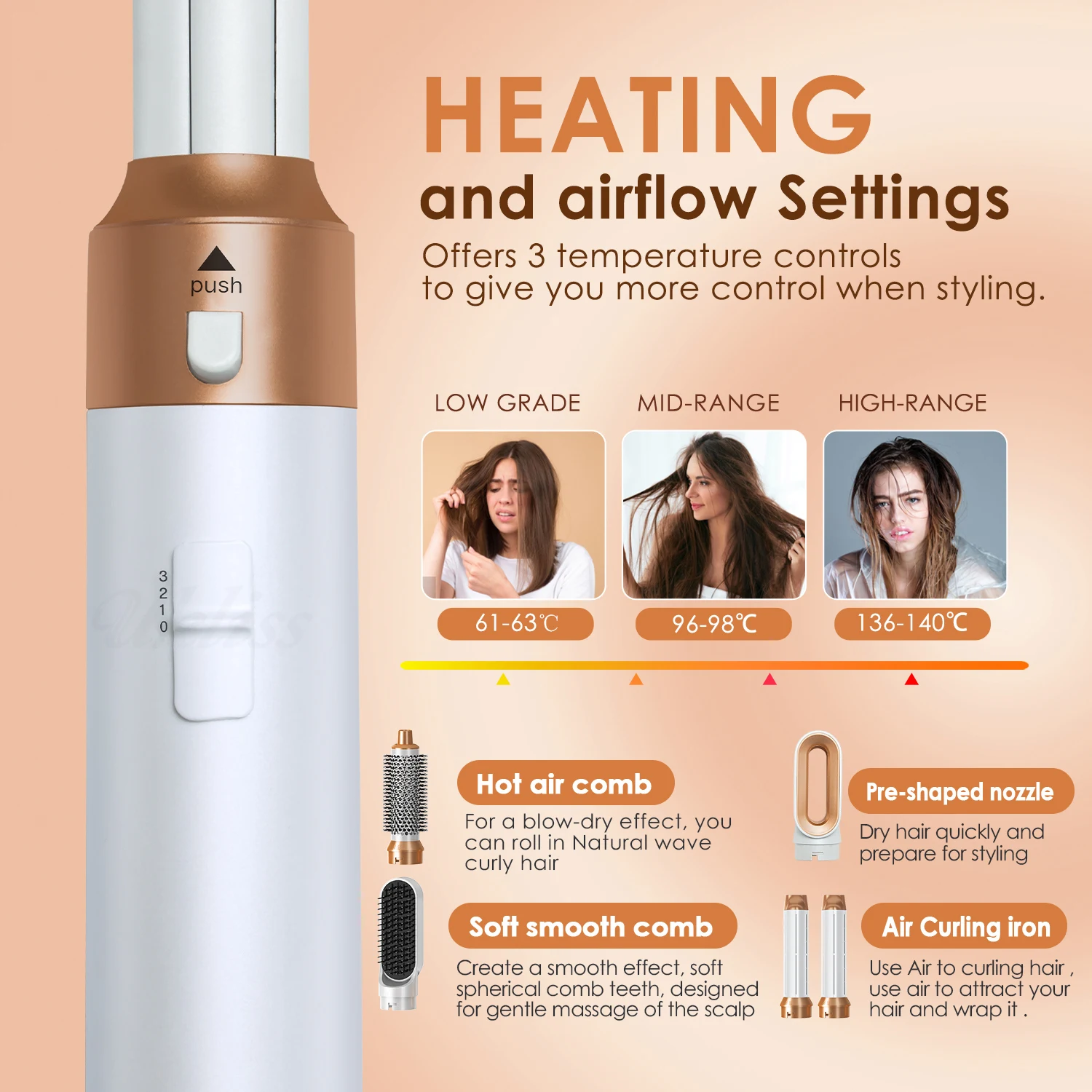 New 5 In 1 Hair Styler Electric Hair Dryer Brush Professional Complete Styler One Step 5 In 1 Hot Air Brush Wrap Styler