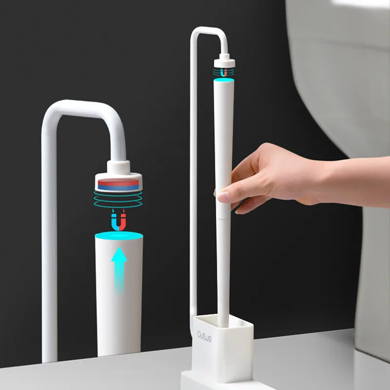 Magnetic Toilet Brush Connection with Detergent Holder Organization Anti-Drip Patent design Trend product 2022