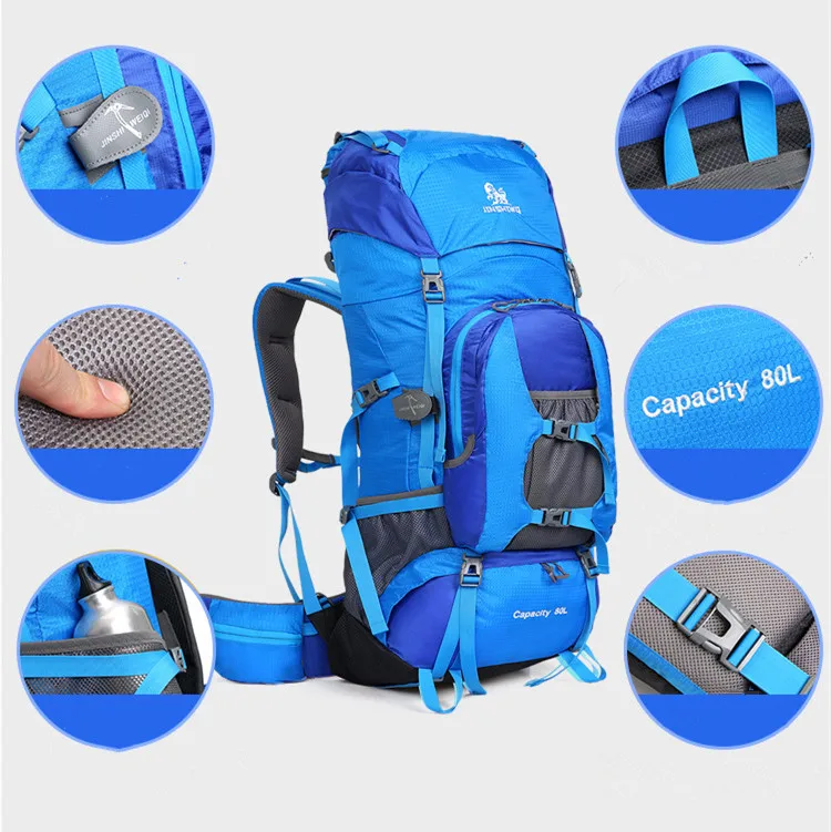 Waterproof high capacity trekking camping travelling outdoor 80 l backpack