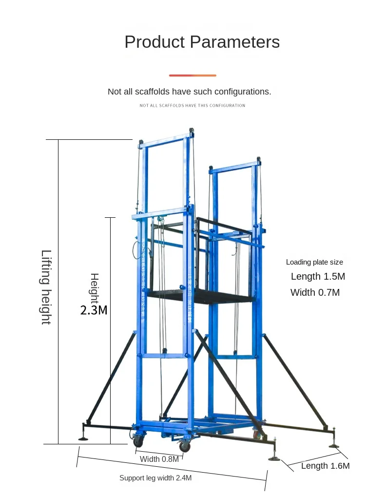 2-8M 500KG Remoto Control Electric Lifting Ladder Scaffolding Mobile Telescopic Folding Platform