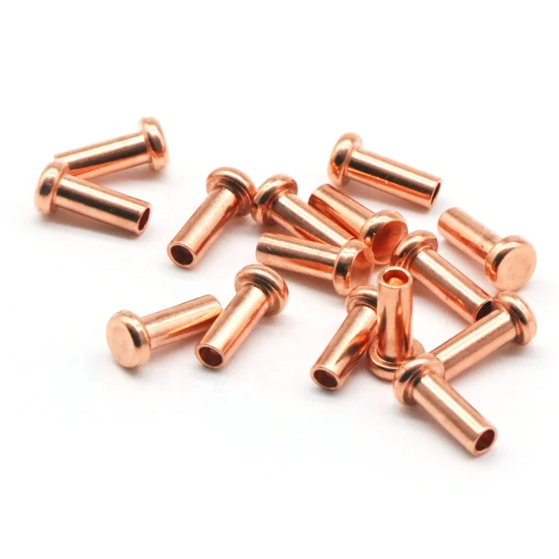 Copper Rivets China Supplier Directly Sale Red Copper Flat Head Semi Tubular Rivets for Belt Fasteners