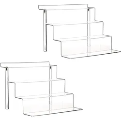 Amazon Hot Sale Ladder Type Perspex Storage Organizer Acrylic Display Stand for Cake Handmade Toy Cosmetic