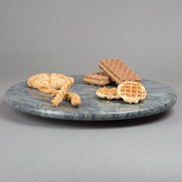 12 Inch Green Marble Lazy Susan Cake Turntable Heavy Duty Marble Rotating Cake Stand for Cupcake and Displaying