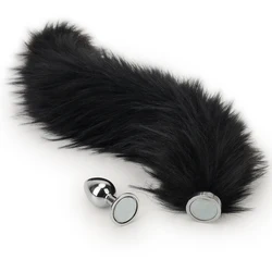Cosplay BDSM Removable Magnetic Fur Fox Tail Rabbit Horse Tail Anal Butt Plug Magnetic but plug Sex toys for girl