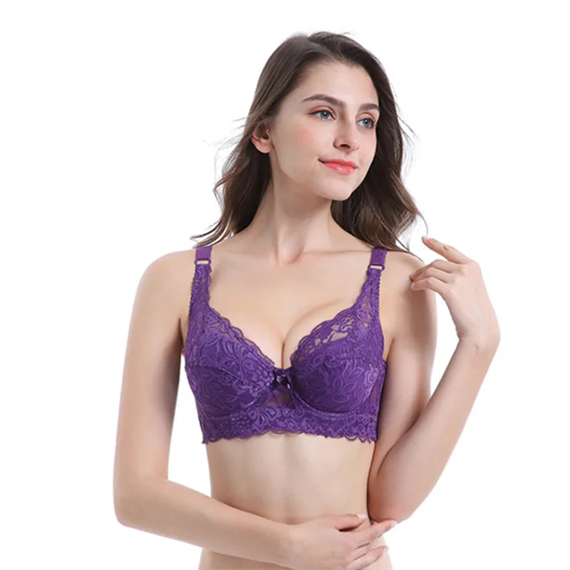 Thin Cotton Cup Large Size Side Bra Adjustable Bra Lace Gathered Underwire Sexy Ladies Underwear