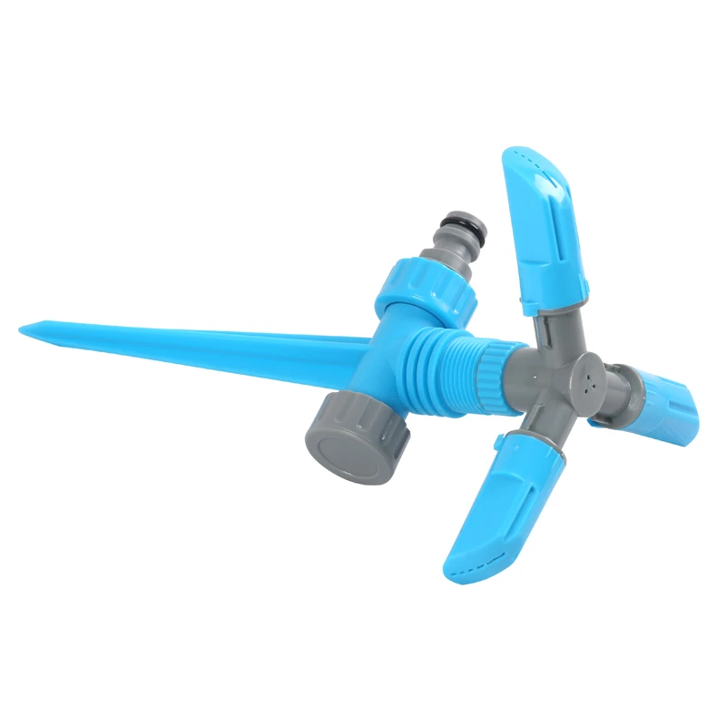 3 Arm Garden Plastic Rotating Lawn Water Irrigation Sprinkler With Spike