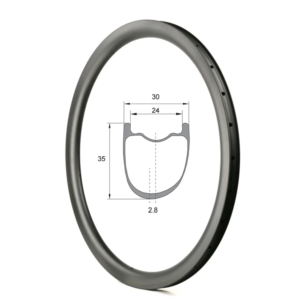 Carbon Fiber Bike Rims 700c Bike Wheel 28/35/40/45mm Deep 24 Holes Disc Brake Cycling Clincher Tubeless Carbon Rims Road Bike