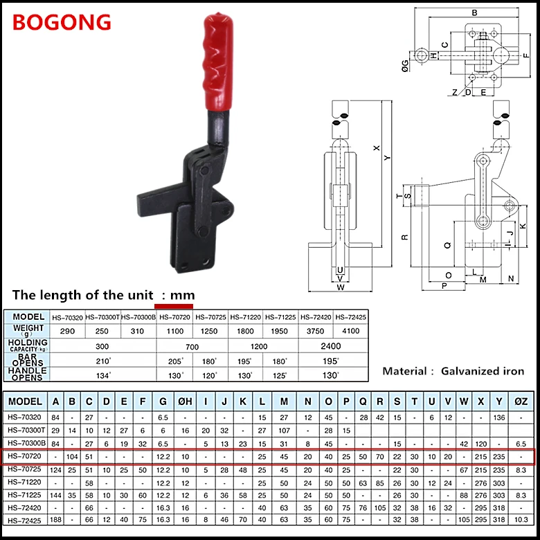 BOGONG CH HS-70720 сверхпрочный зажим используется на сварочная арматура или электронного оборудования в сборе зажимные зажимы GH 70720 зажима де