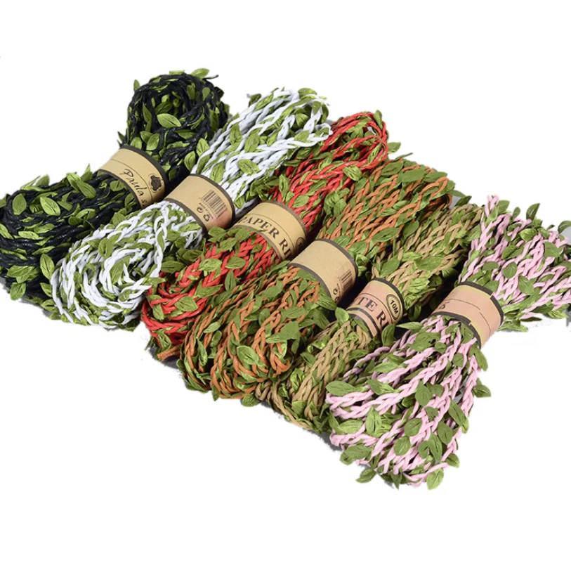 
New 1.5cm*10 DIY Leaf Rope Natural Jute Packaging Rope Burlap Ribbon DIY Craft Vintage For Home Wedding Party Flowers Decoration 