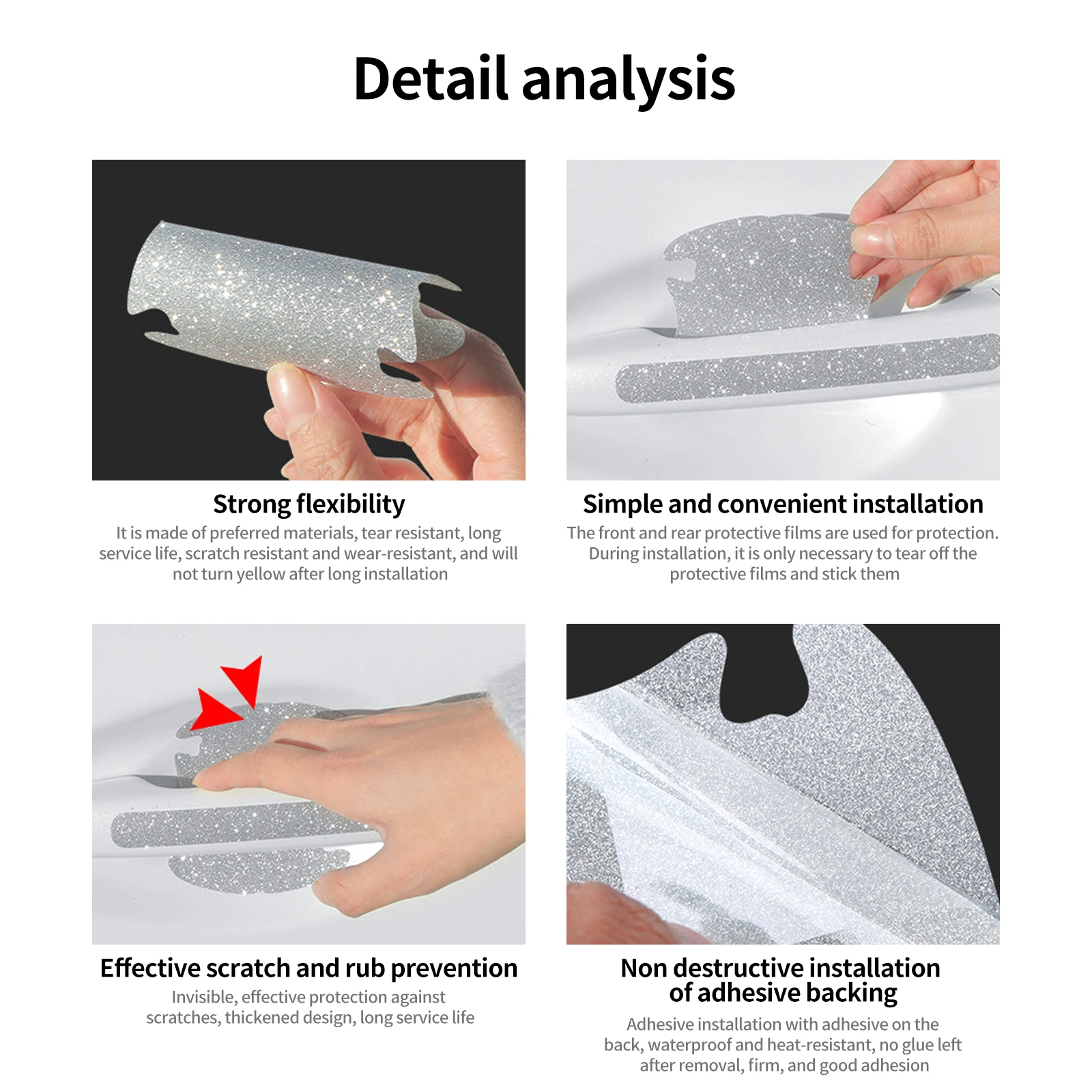 Charms Decoration Rhinestone Car Bowl Protection Scratch Protector Bling Car Reflective Handle Door Bowl Guard Sticker