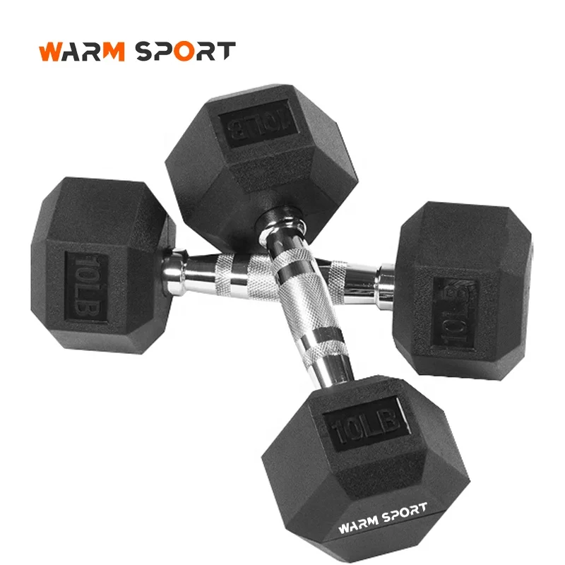 High Quality Gym Work Out Customized Logo 1-50 KG Cast Iron Rubber Coated Hex Dumbbell Set