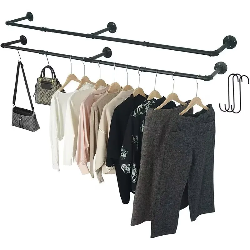 Hot Sale Wholesale  stainless steels  Rod Clothes Rack New Design Display Clothing Rack Mounted Closet