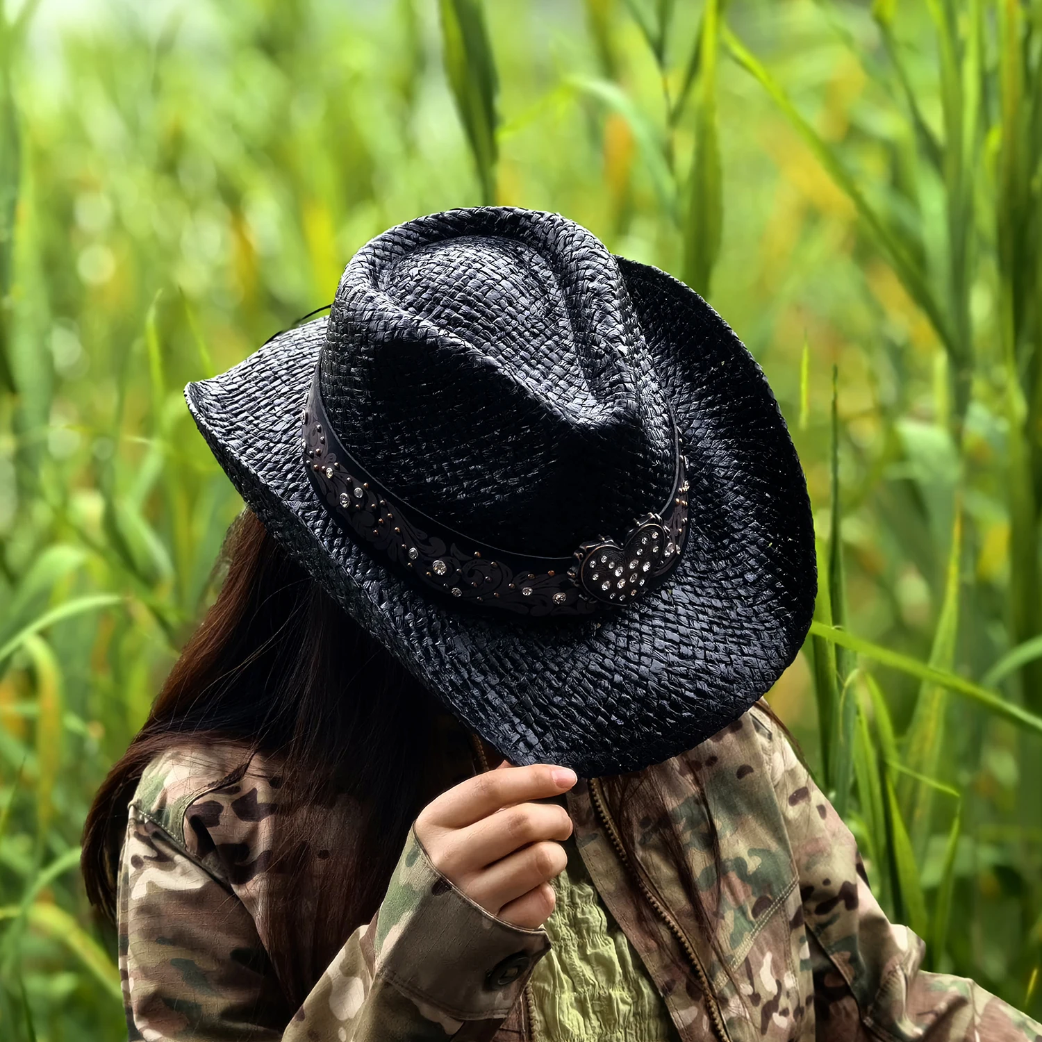 В наличии женская соломенная шляпа Cowgirl США американская Западная Техасская с корректируемыми полями ковбойская Sombrerosb