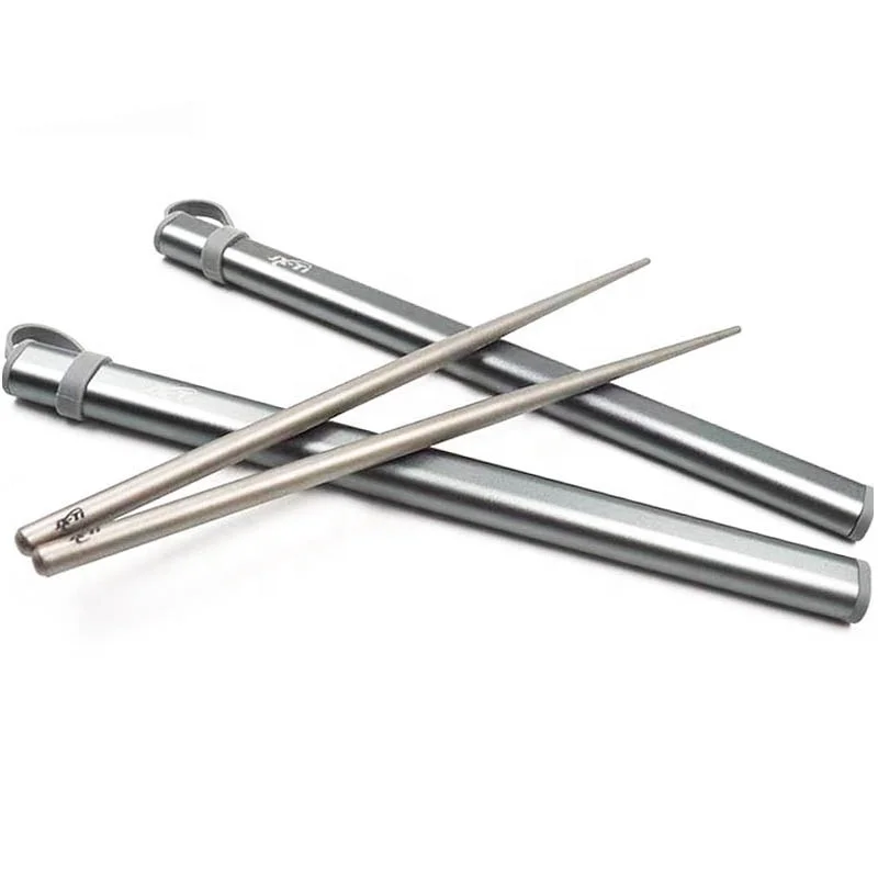Titanium Portable and Ultralight Chopsticks with Aluminium Multi-Color Container for Camping Cutlery Set Kitchenware