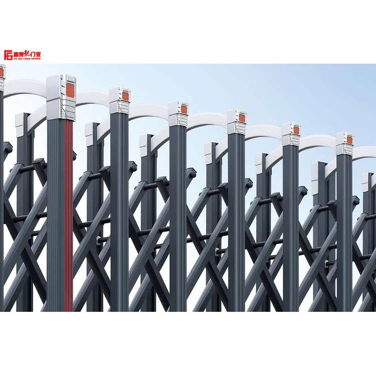 
New design aluminum retractable gate decorative aluminum gates automatic folding gate with LED screen gray folding door 