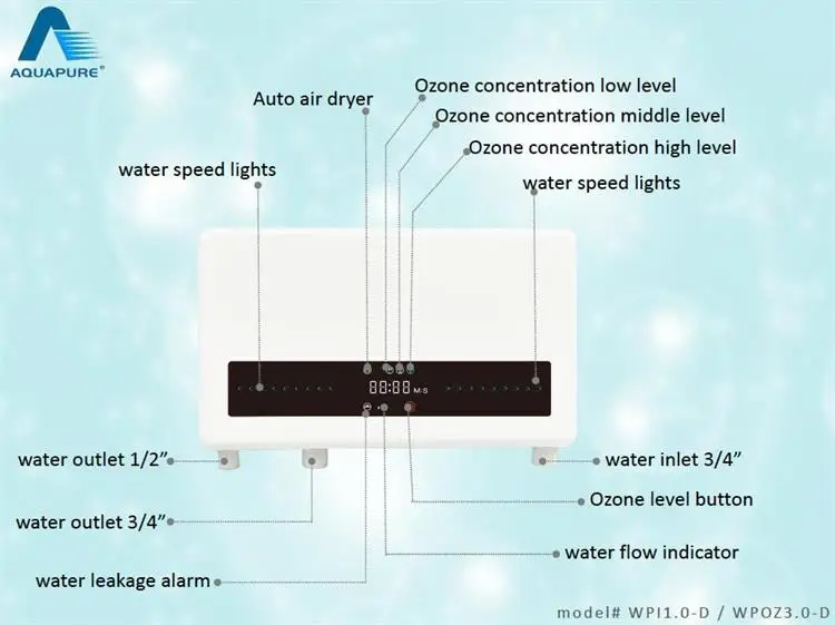Auto working water flow sensor controlled household ozone water disinfector