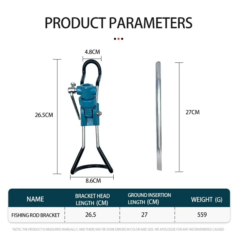 ShraeShark Stainless Steel Fish Pole Multi function Holder Automatic Fishing Rod Ground Mount Rack