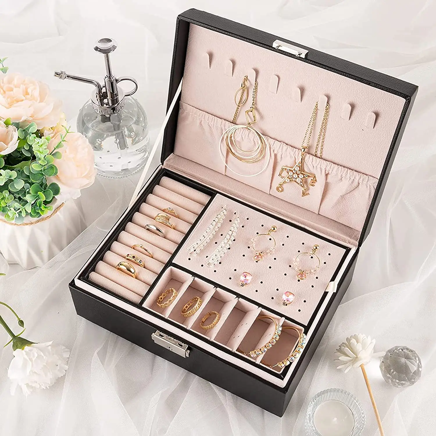 Custom Magnetic Small Travel Jewelry Packaging Gift Glass Leather Paper Ring Box Luxury And Bag With Logo Storage Boxes Purple