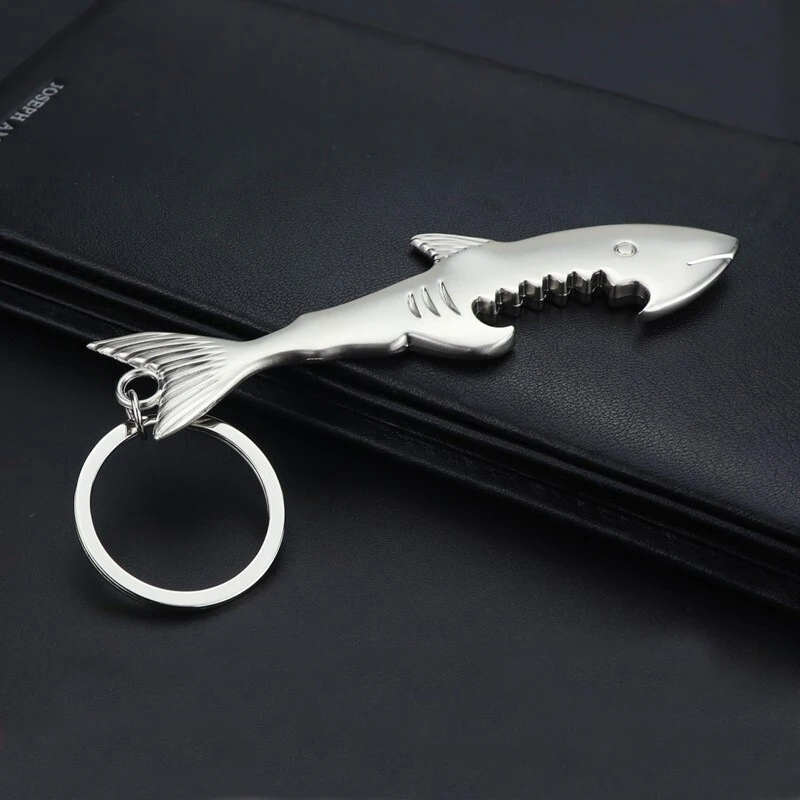 hot sales  alloy metal Creative shark bottle opener fish keychain for promotion