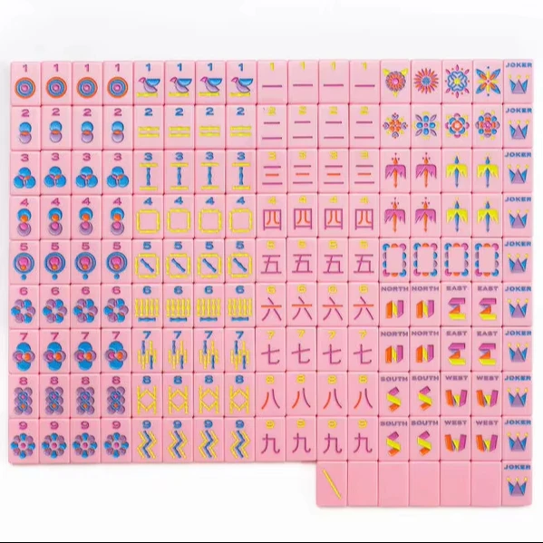 Pink Luxury American Mahjong Tiles with Blank Tiles 160 High Quality Anti-fade Maj Jongg Board Game Set Tiles