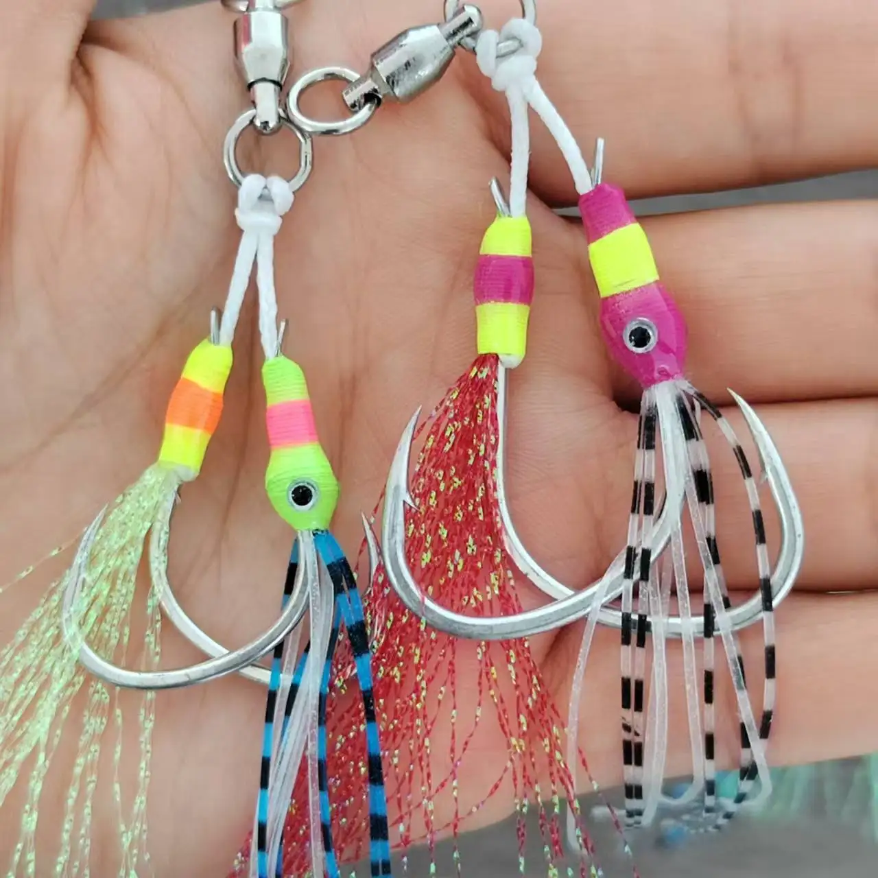 Epxoy Coating Wire Saltwater Jigging Hook Double Assist Hooks for Deep Sinking Jigging Lure Original Pike Fishing Assist Hooks