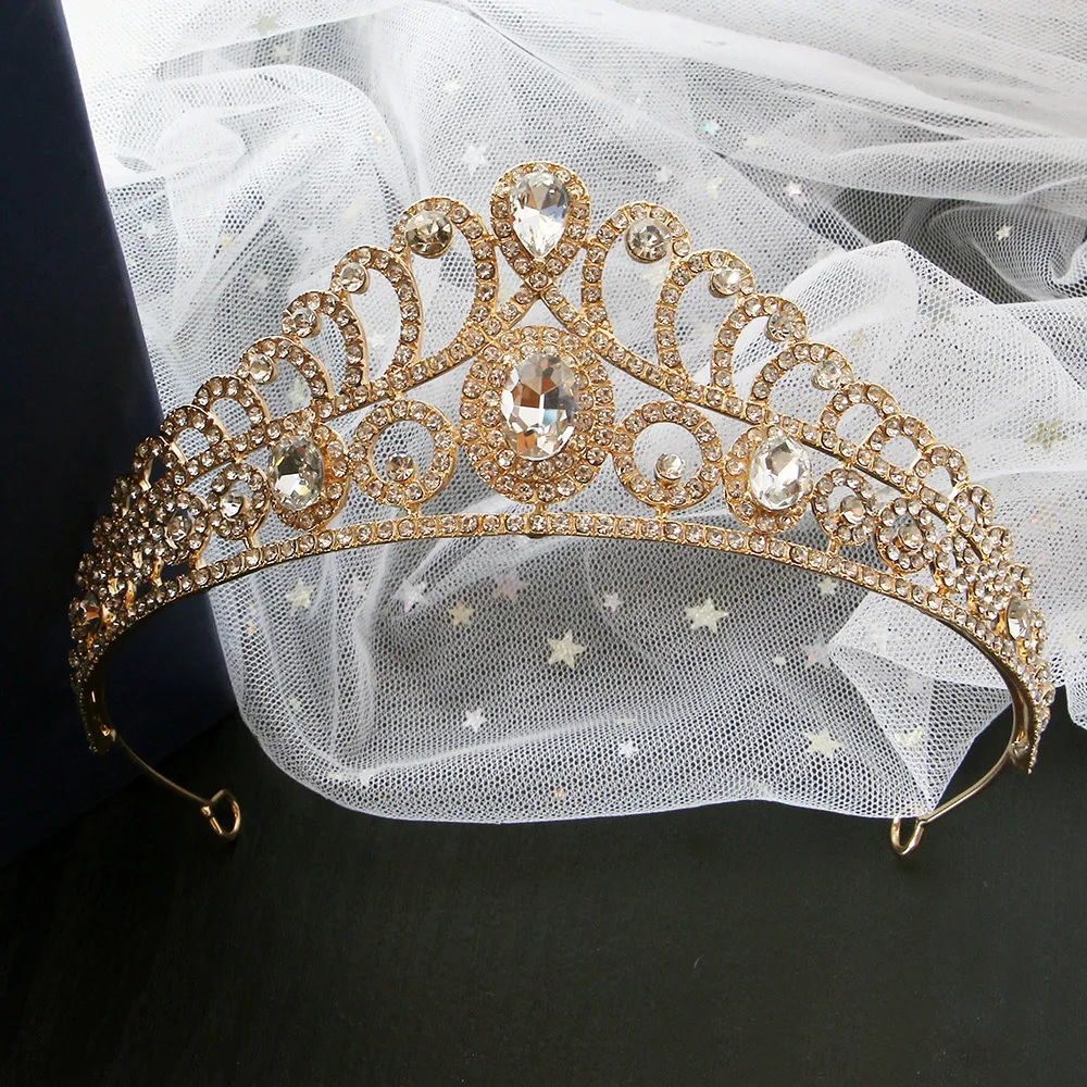 New Style Simple Alloy Rhinestone Diamond Tiara From Wedding Crown Birthday Tiara Princess Pageant Party Coronas