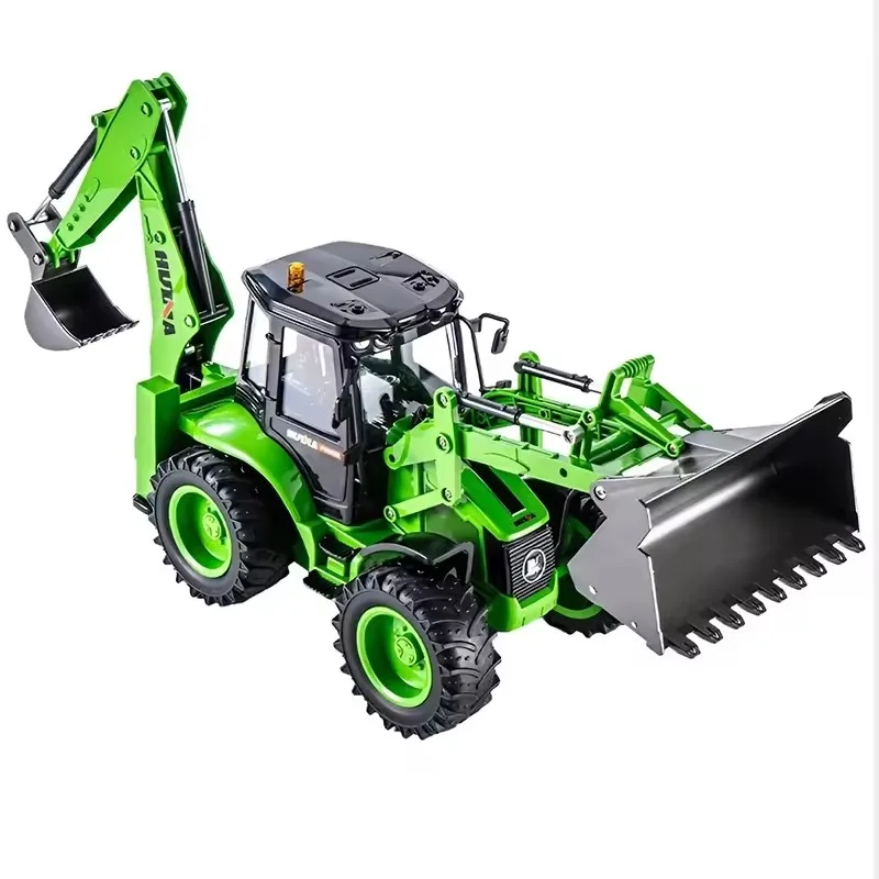 Huina 1579 Rc Truck 1/14 Remote Control Excavator Loader Two-Way Forklift Shovel Sound Light Engineering Model Toy Kids Gift