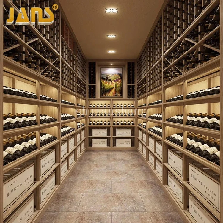 Manufacturer custom wooden five floors multi-layer  wine shelves wine rack for wine cellar