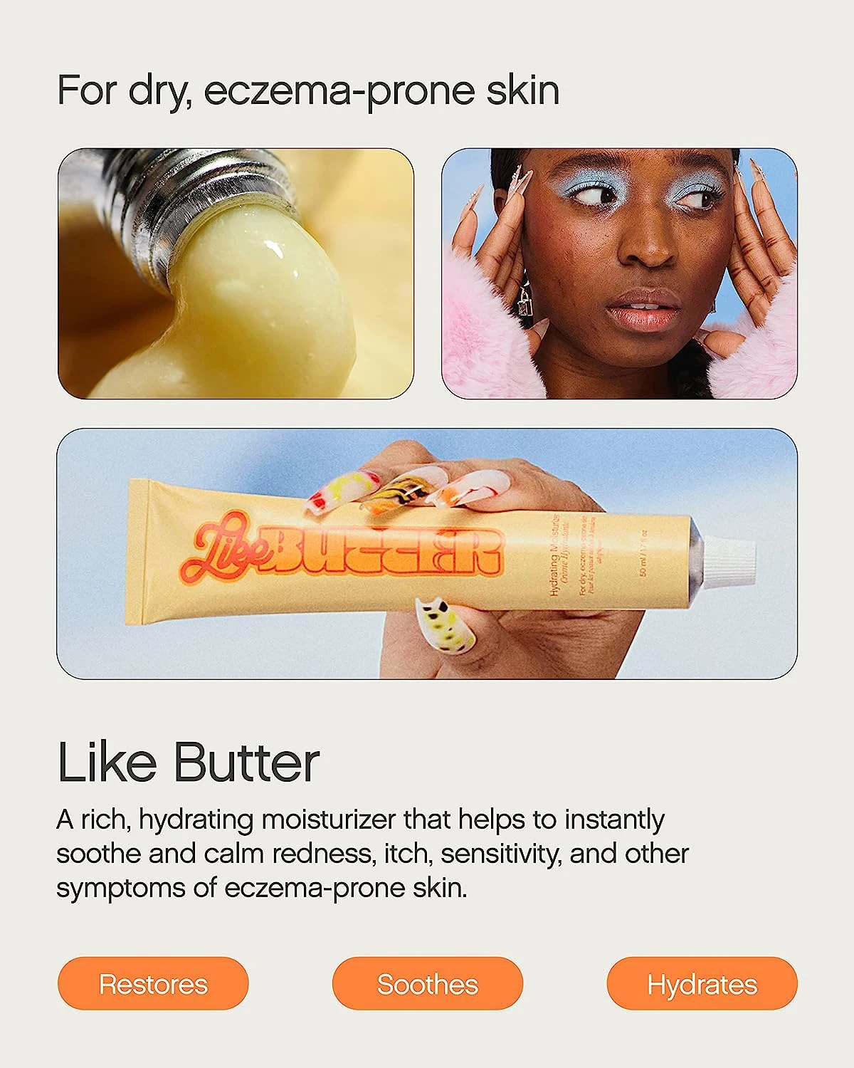 Topicals Like Butter Moisturizer for Dry, Sensitive & Eczema-Prone Skin - Soothing Instant Moisturizer
