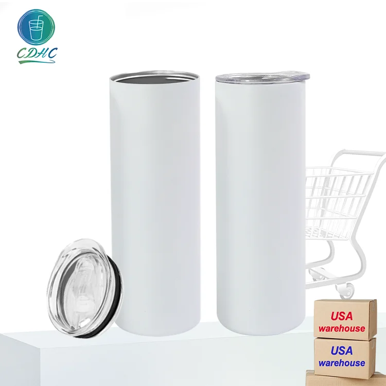 New arrival RTS fast delivery 20oz Matte Sublimation blanks flat edge stainless steel tumbler with straw USA warehouse
