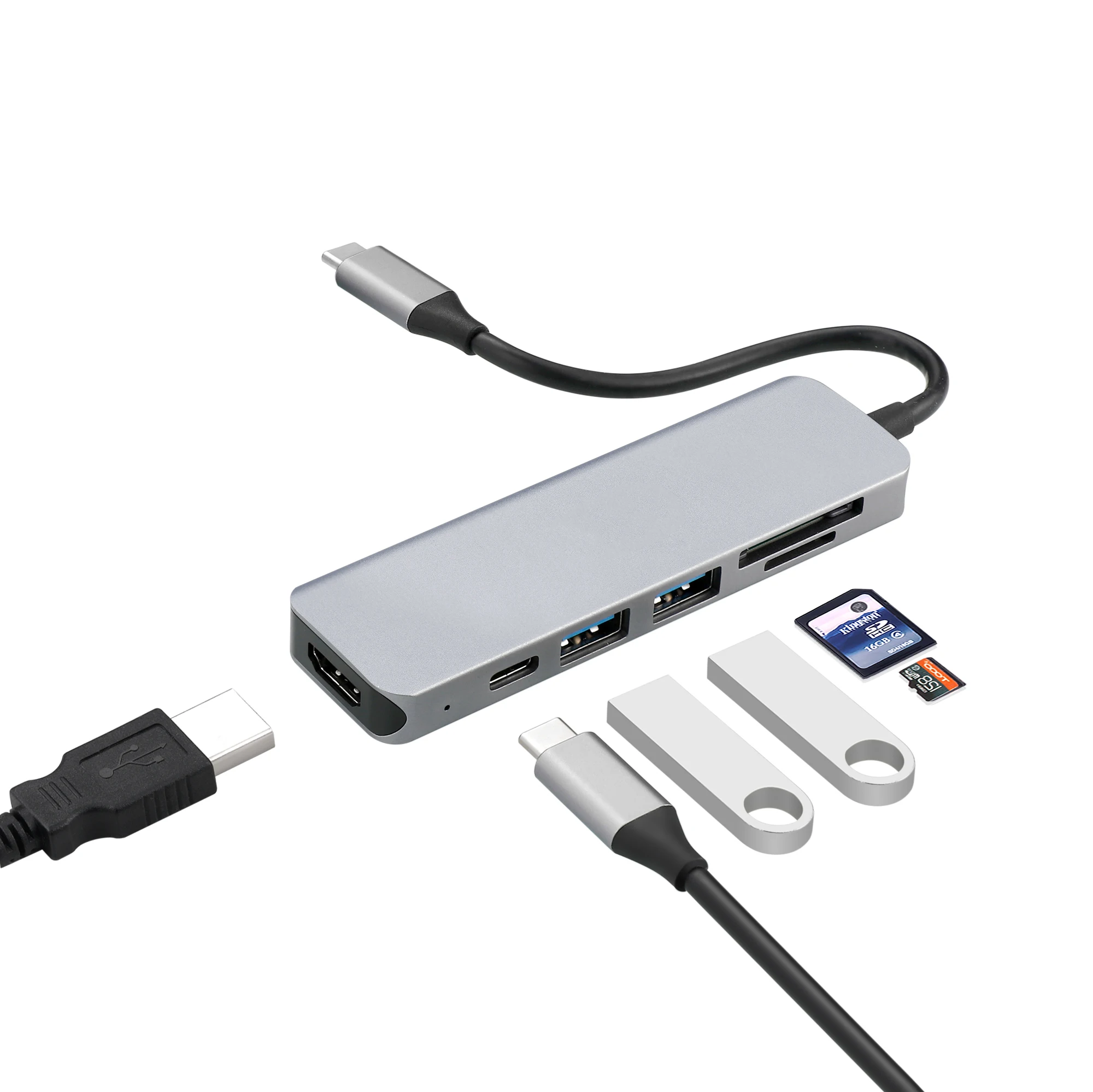 6 в 1 многопортовый USB C USB-C Hub адаптер с разъемами типа 3 0 4K многофункциональный концентратор док-станция 100W PD