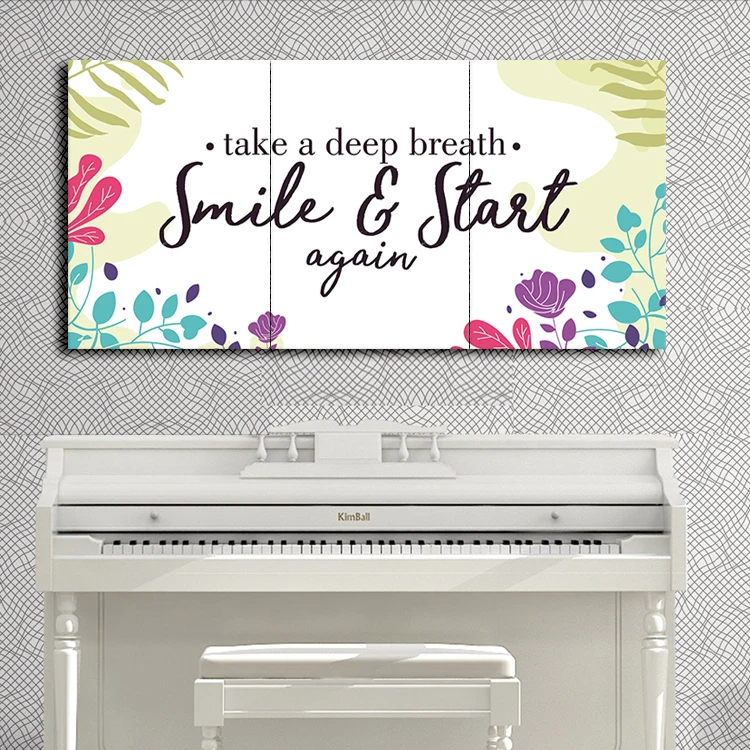 Smile And Start Again Metal Poster 3 In 1 Magnet Hanging Metal Print Warmth Positivity Home Wall Art Right Angle Metal Sign