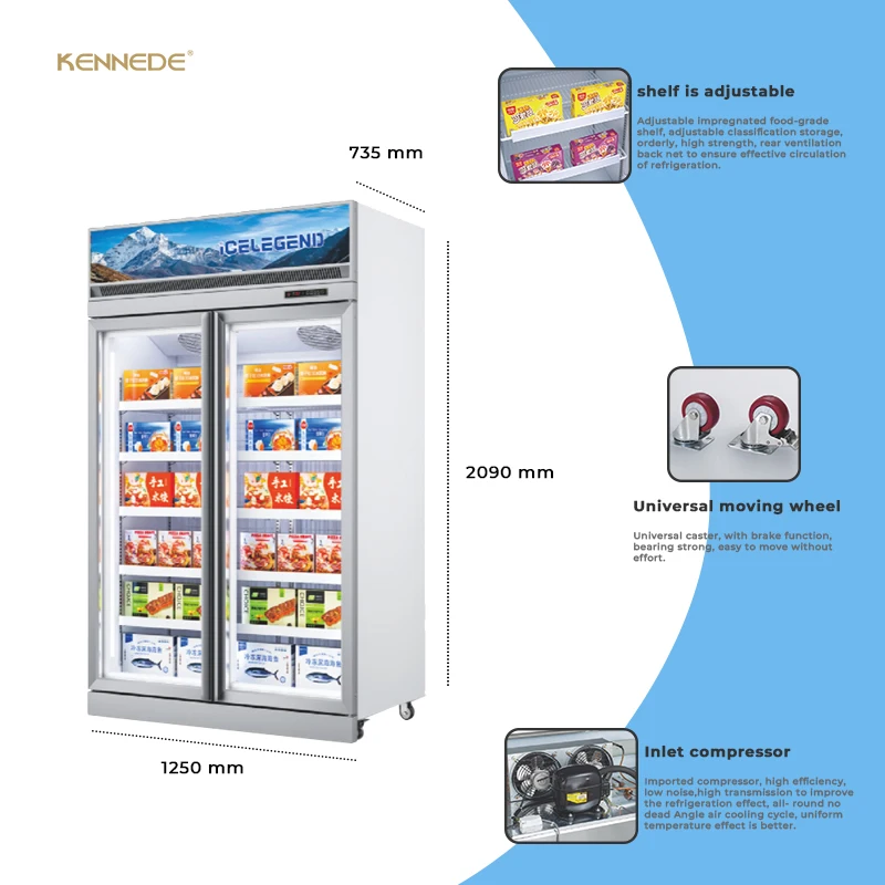 LW1250D 880L Full Screen Double Door Household Refrigerator Network Red Barbecue Display Vertical Low Temperature Electric