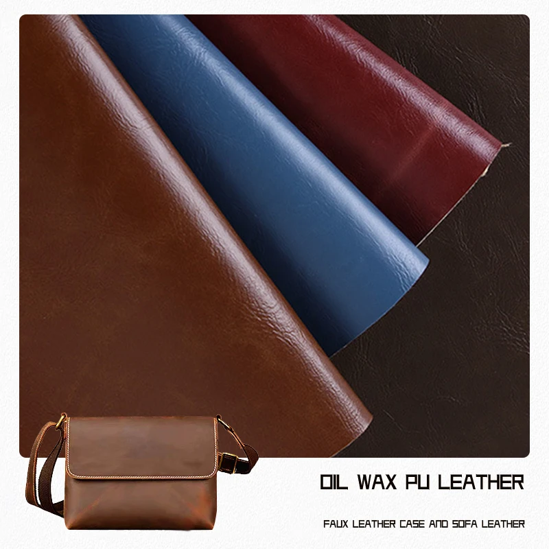 Stock Pu Artificial Faux Leather Oil Wax Pu Leather Red Brown Luggage Sofa Leather.