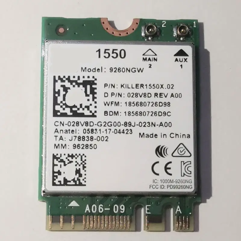 Fenvi для Bigfoot Wireless-AC 1535 Atheros QCNFA364A NGFF двухдиапазонный Killer1535 802.11ac M.2 беспроводная карта + Ble 4 1