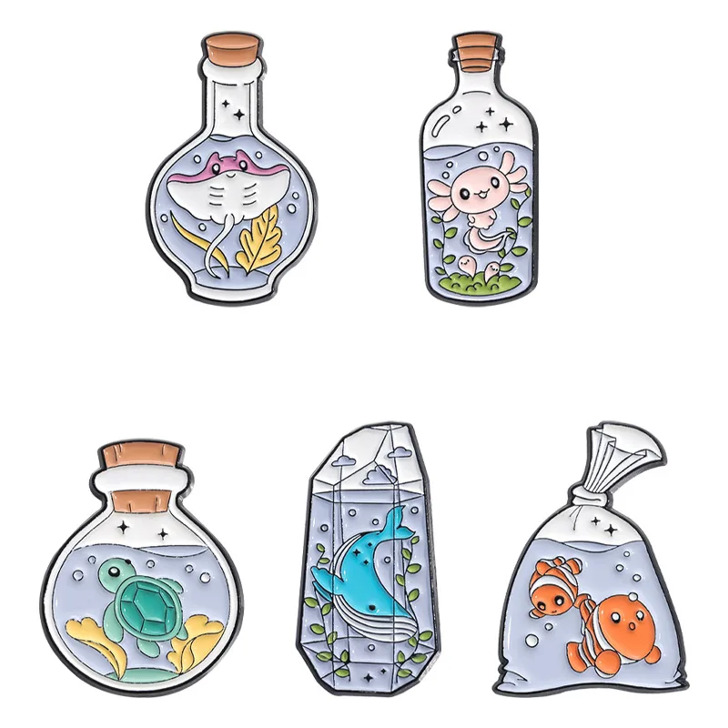 Mini Cute Aquarium Brooch Pin Marine Creatures Clown Fish Baby Fish Metal Badge Beautiful Exquisite Gift For Children Kids