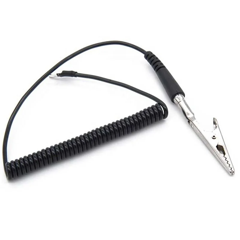 Lowest Price Black With Crocodile Clip Earthing Clamps Anti-Static Clamp Spiral Cable