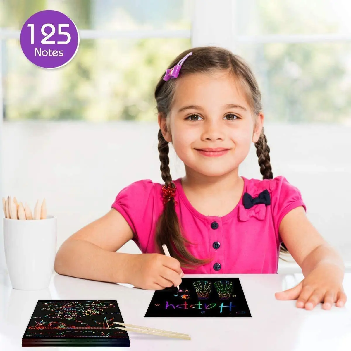 Easter Christmas Birthday Gift Scratch Paper Art For Kid With Wooden Pen