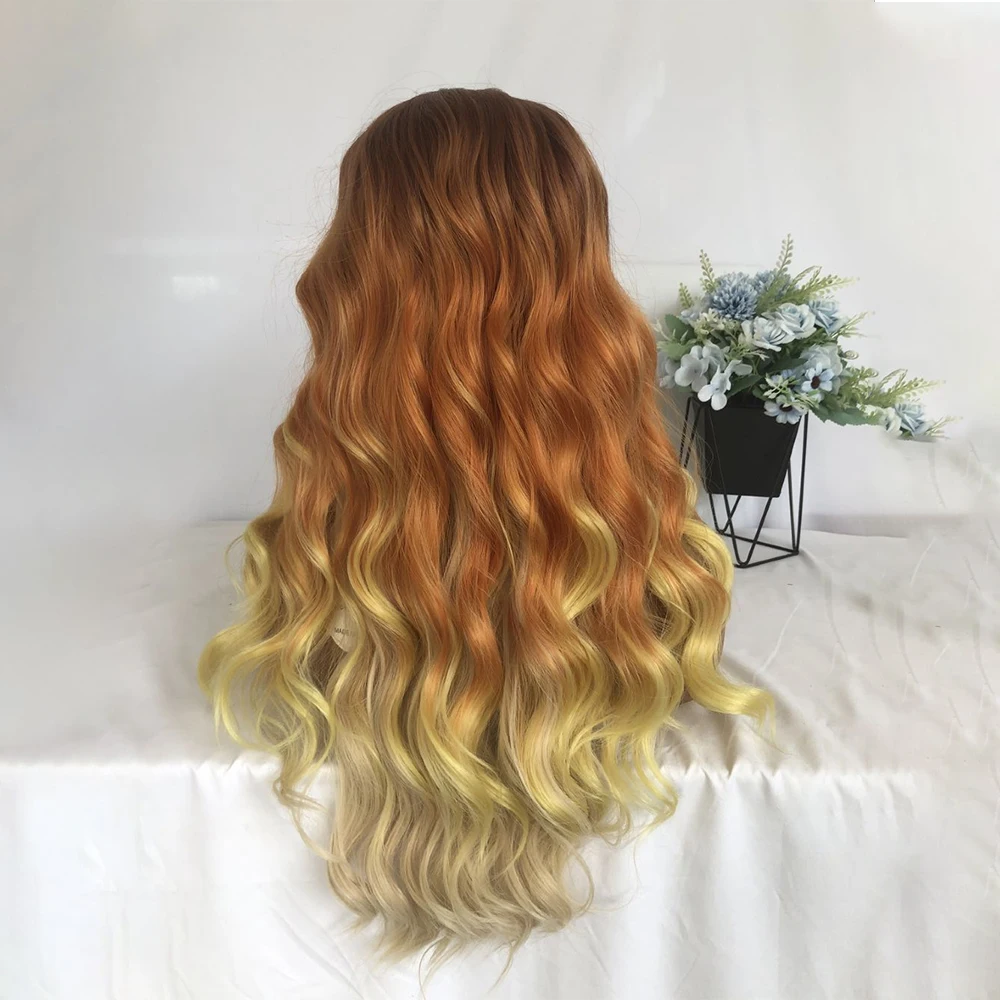 Razer Beautiful Ombre Colorful Long high heat Synthetic hair Lace Front Wigs