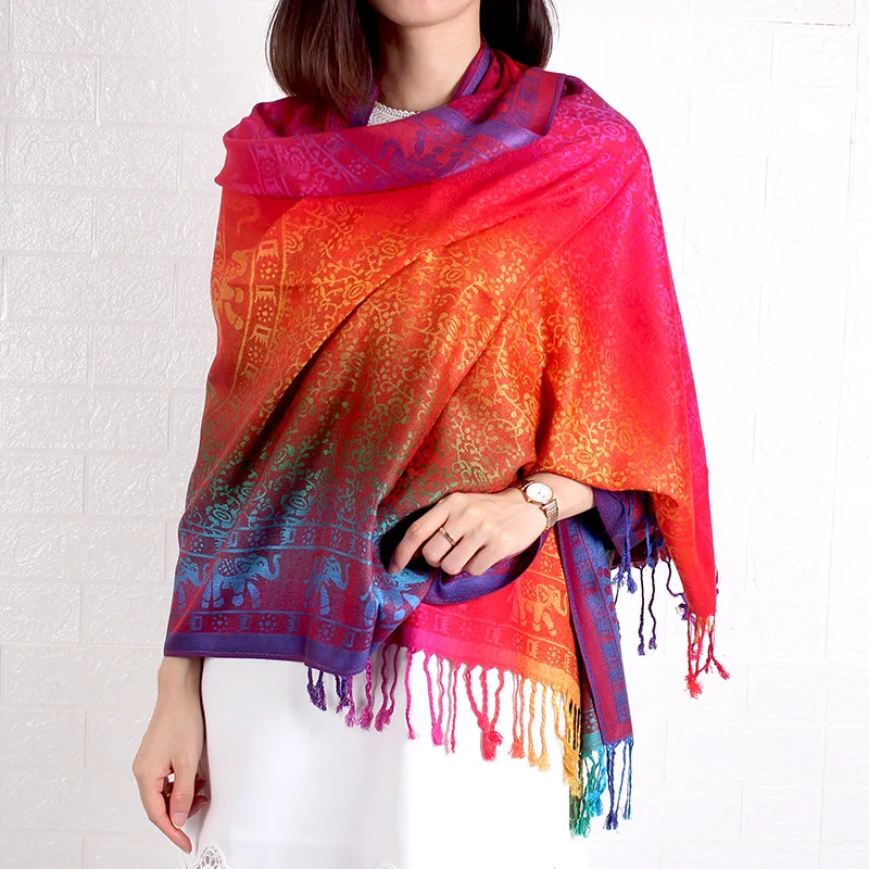Manufacturers wholesale spring and autumn color shawls long women cotton scarf  elephant hijab