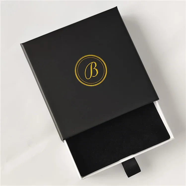 9x9x3cm custom logo printed drawer jewelry boxes packaging for necklace ribbon pull tab