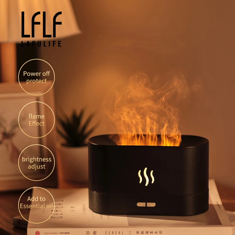 Stocked 2022 New Trend Desktop Flame Aroma Air Humidifier Water Atomizer 180ml Smooth Mist Essential Oil Diffuser For Household