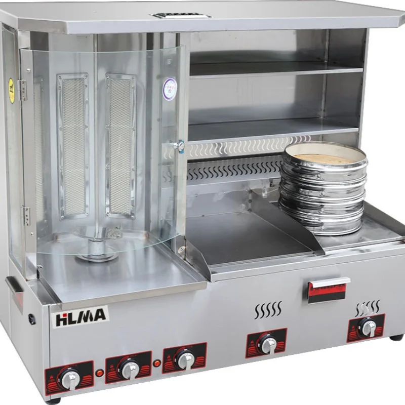 Competitive price kebab machine  kebab roasting machine stainless steel  gas shawarma machine beef lamb chicken roast  griddle