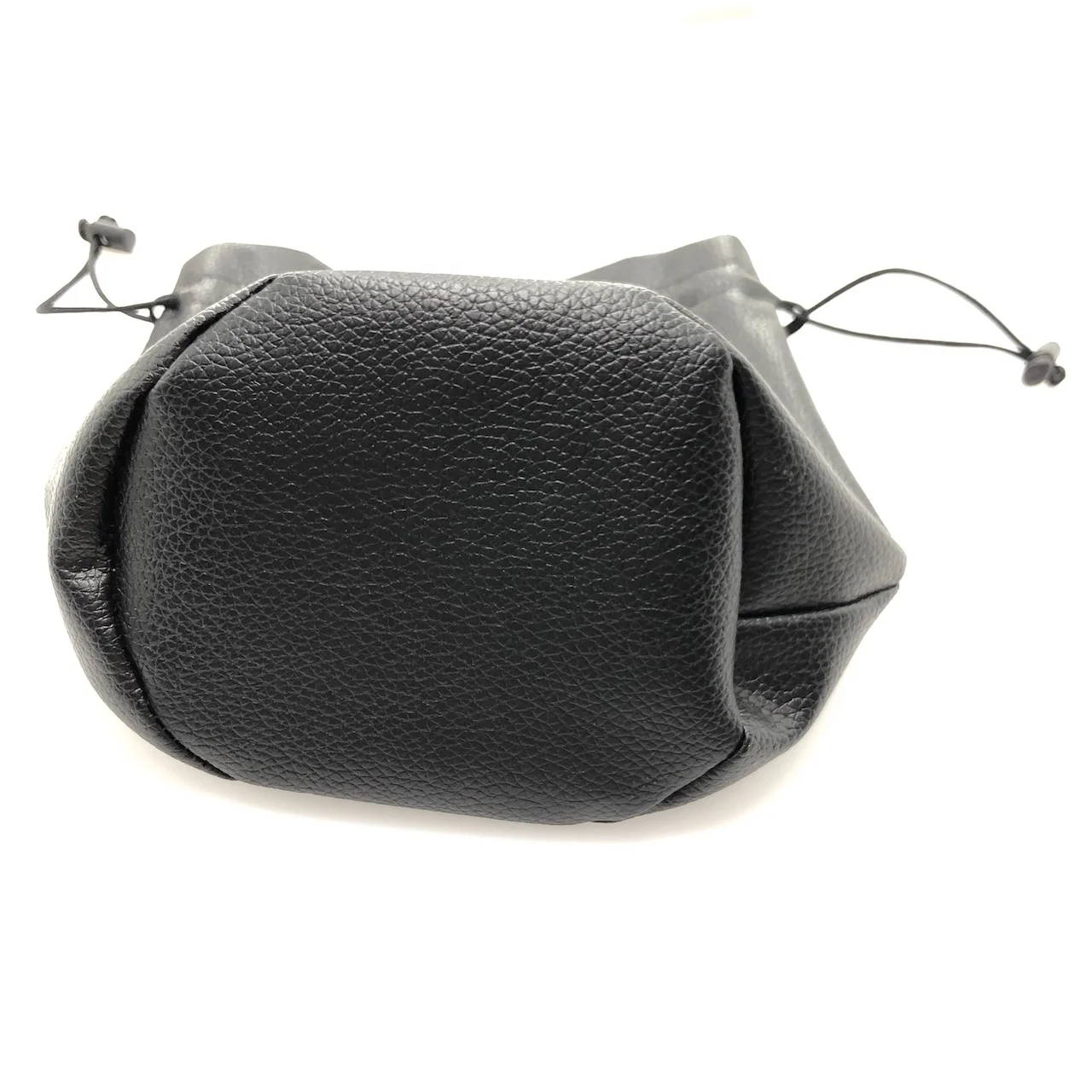 Custom Logo Black PU Round Bottom Gift Pouches Drawstring Leather Cosmetic Sets Bags