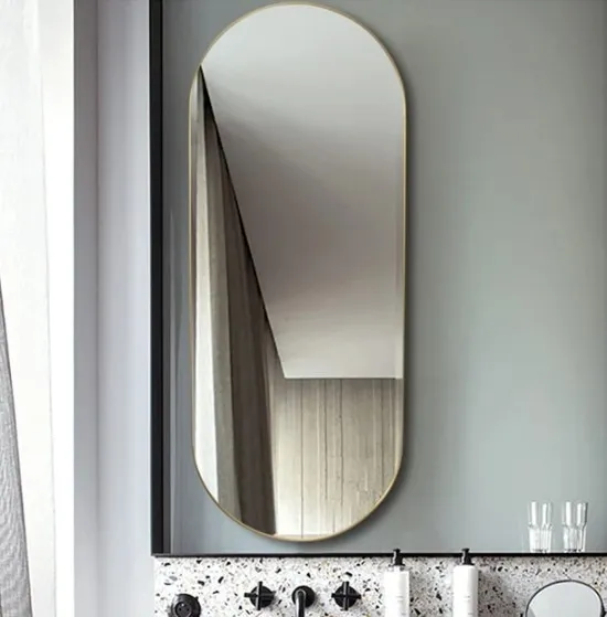 Large Custom Wholesale Metal Frame Elegant Runway Round Oval Decoration Bathroom Hanging Wall Mirror miroir spiegel espejo
