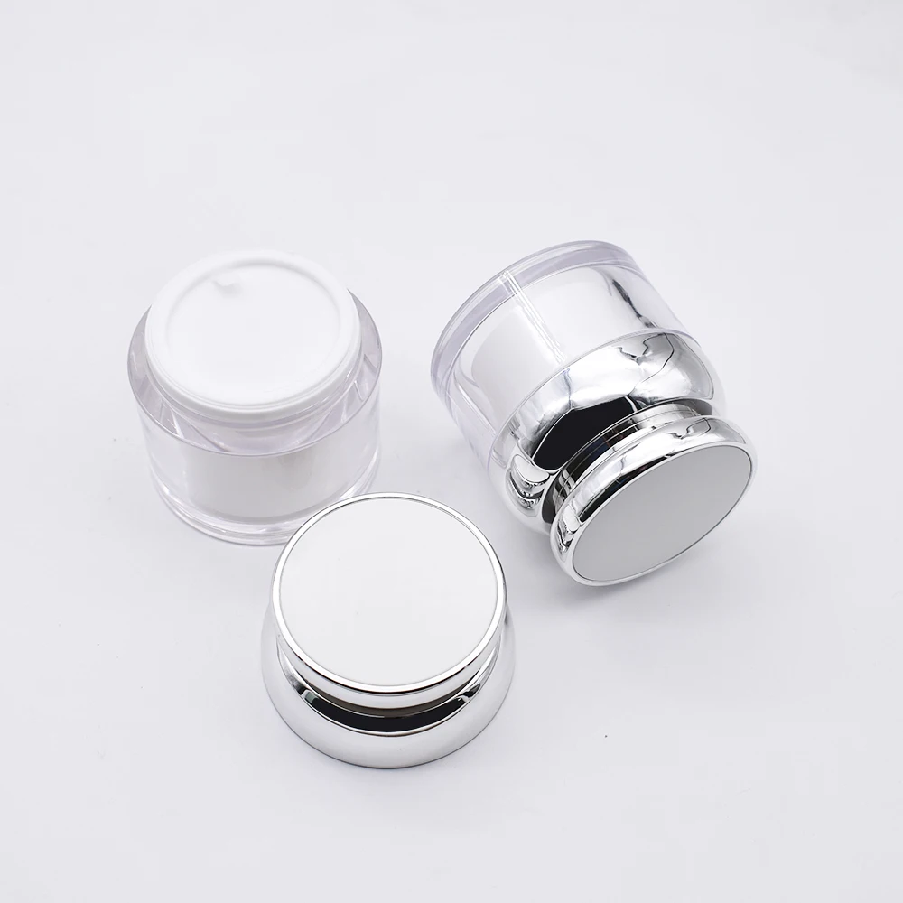 Strapless design Vacuum press Acrylic Airless cream jar with cap lotion bottle set