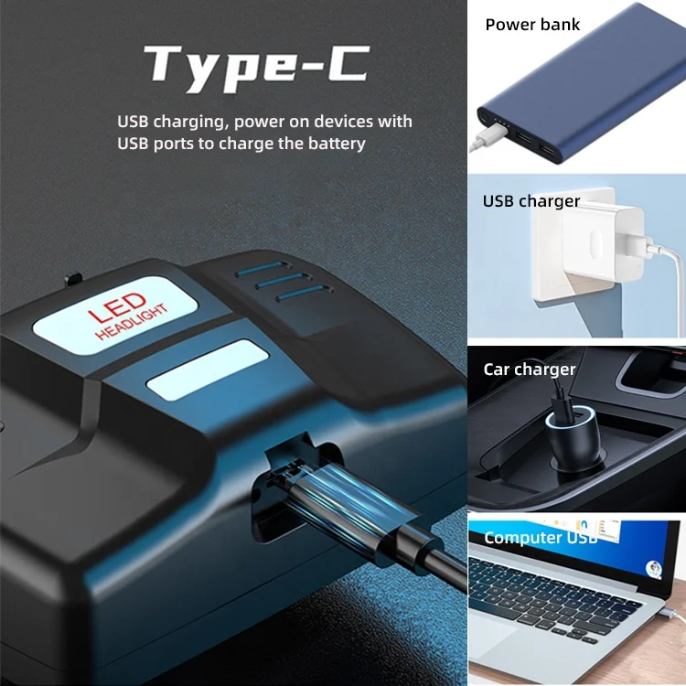 Manufacturers direct sales new white laser zoom headlight ultra bright LED fishing camping telescopic flashlight work light