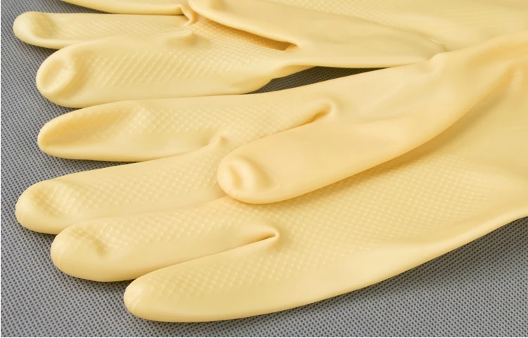 Yellow Latex Rubber Household Gloves Waterproof and Anti-Slip Kitchen Gloves Ready for Shipment Cheap Household Latex Gloves